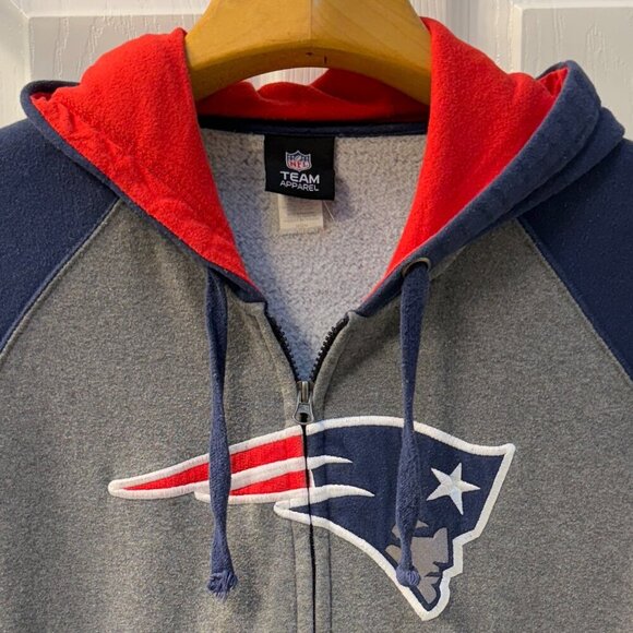 New England Patriots NFL Navy Full Zip Hoodie Large Pats Logo Size Medium - Picture 2 of 8